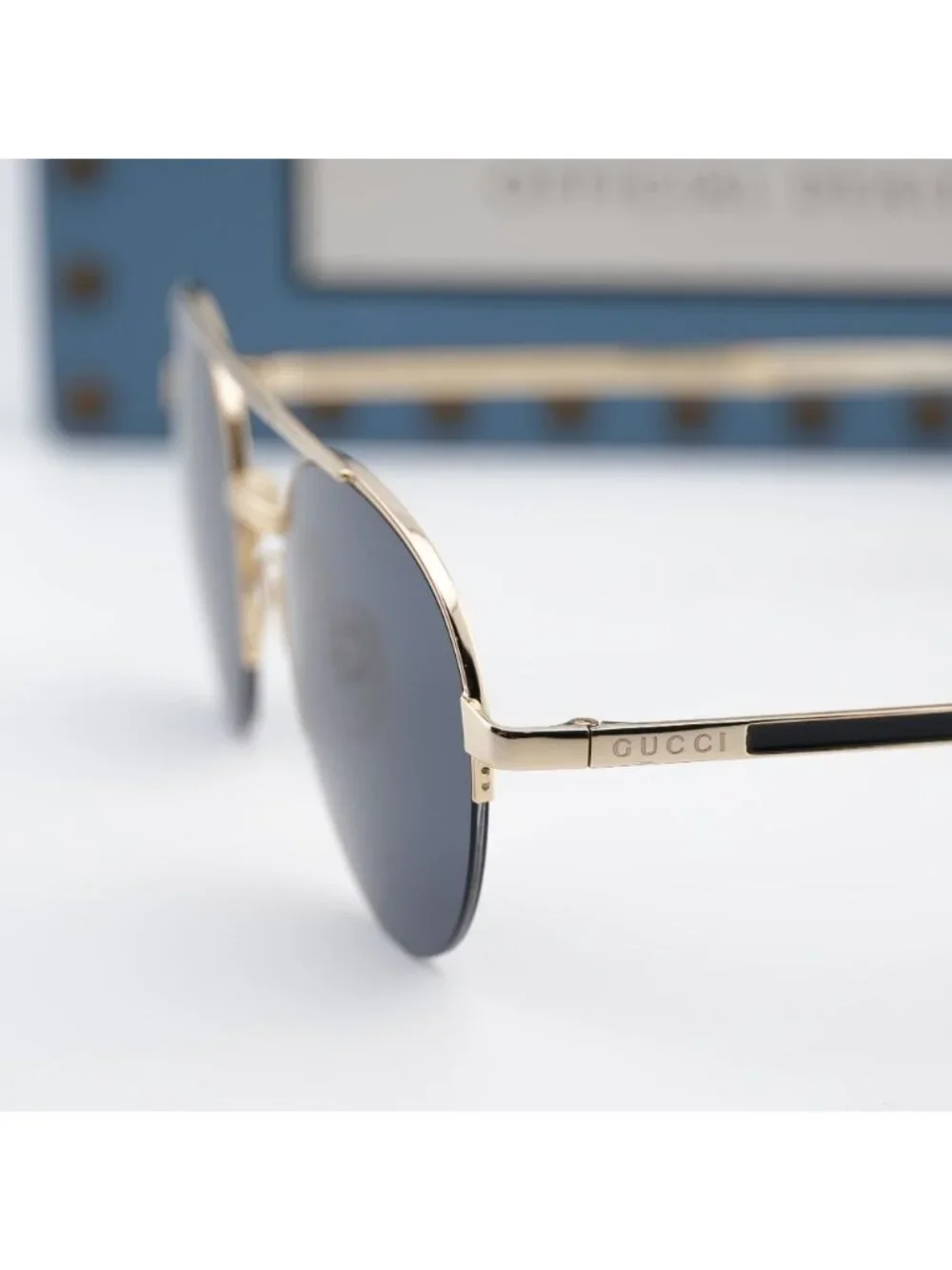 Gucci GG0984S 001 Round Unisex Sunglasses - Gold / Grey